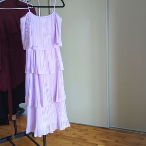 Pleated midi dress off-shoulder